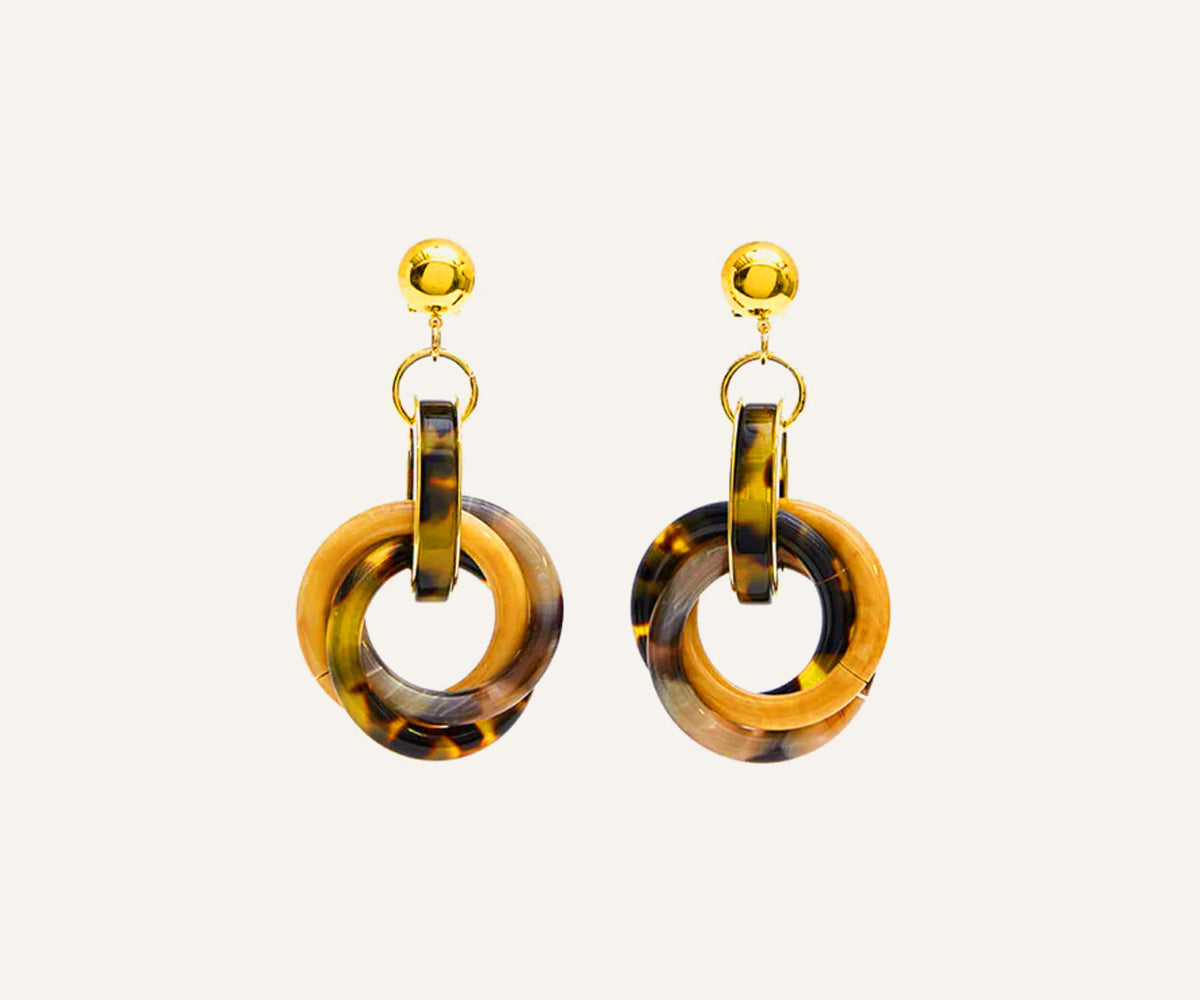 Faux Tortoise Tangle Drop Earrings